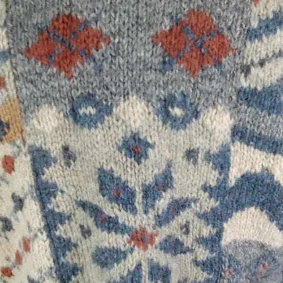 Vtg Nordic Fair Isle Ski Lodge Wool Mens Sweater - Picture 2 of 7